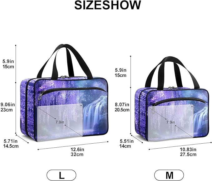 Fustylead Enchanted Forest Purple Flowers Landscape Travel Medicine Organizer Bag Home Storage First Aid Kit Large Pill Case with Zipper for Pill Bottle, Vitamins, and Medical Supplies