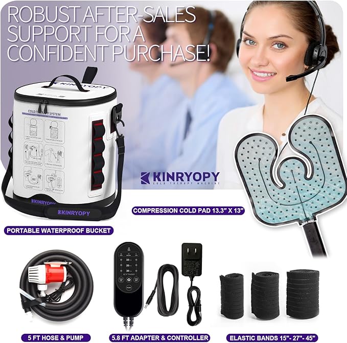 Cold Therapy Machine with Programmable Timer, Portable Ice Machine for Knee After Surgery, Knee Replacement Recovery System, Cryotherapy Pain Relief w/Compression Pad for,Shoulder, Hip and Ankle