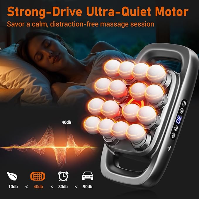 Gurui Massage Guns Deep Tissue, Neck Massager with 16 Heads, 16-Head Massage Gun Set for Deep Tissue and Back, Shoulders, Legs, Pain Relief