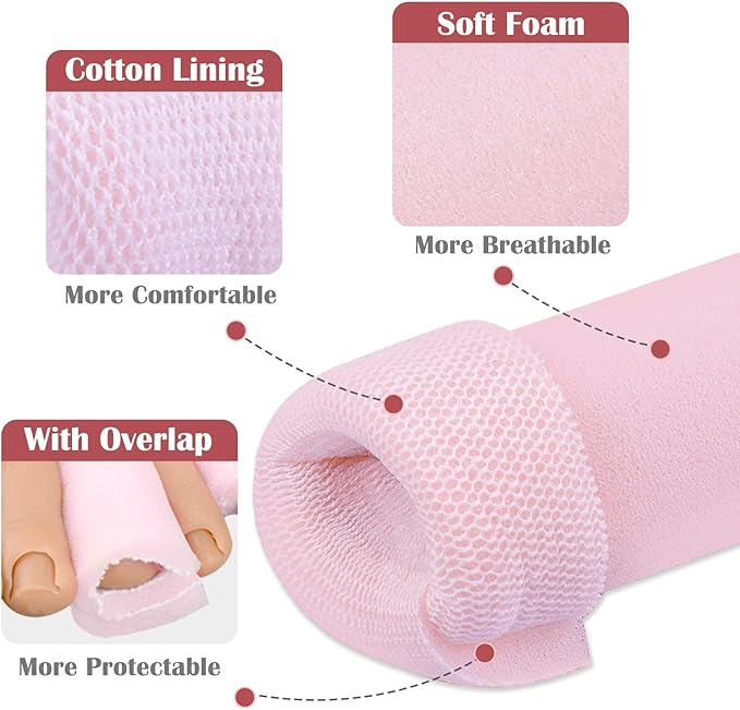 Ultrassist Toe Sleeve with Overlap Large Size 1" Inner Diameter 36" Roll, Sponge Toe Protectors for Blisters, Bunions, Corns