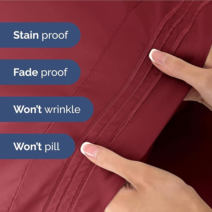 Full Size 4 Piece Sheet Set - Extra Soft, Breathable And Cooling Sheets - Hotel Luxury Durable Bed Sheets for Women & Men - Deep Pockets, Easy-Fit & Wrinkle-Free Sheets - Berry Oeko-Tex Bed Sheet Set