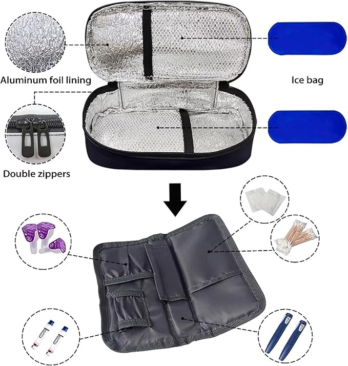 Moon Mushroom Insulin Cooler Travel Case - Medication Diabetic Insulated Organizer Portable Cooling Bag for Insulin Pen and Diabetic Supplies
