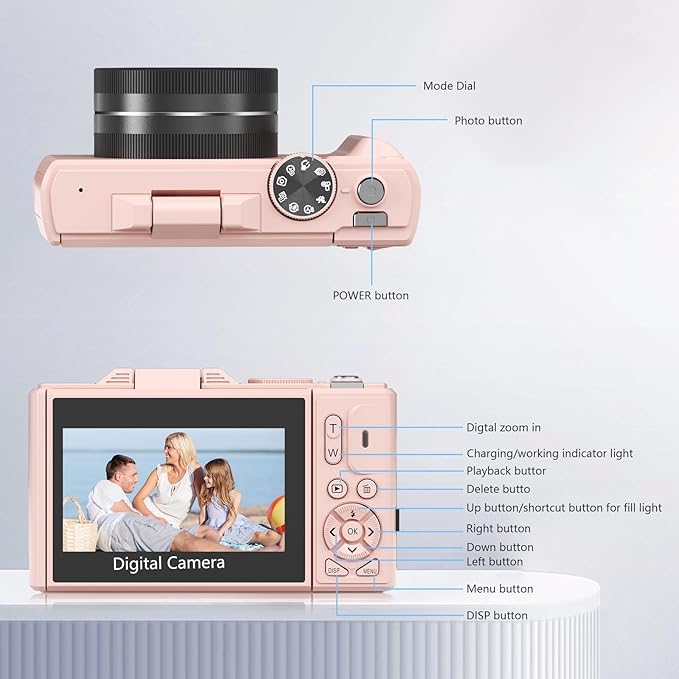 4K/5K Digital Camera for Photography & Video – UHD Vlogging Camera with WiFi, Autofocus, 3" Flip Screen, 18X Zoom – Compact Creator Kit with Lens, Filters & Case (Pink)