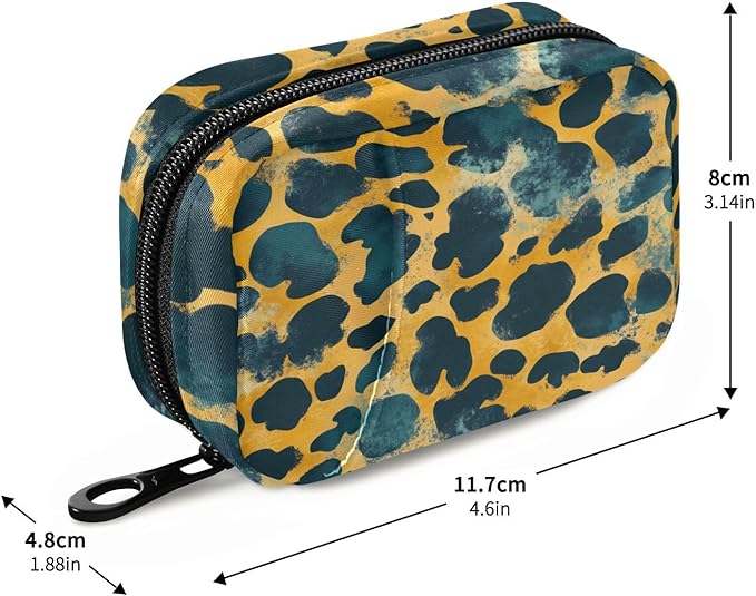 Pill Box Leopard Print 7 Day Pill Case Travel Pill Organizer Bag with Zipper Portable Weekly Vitamin Medicine Supplement Holder Pouch Bag
