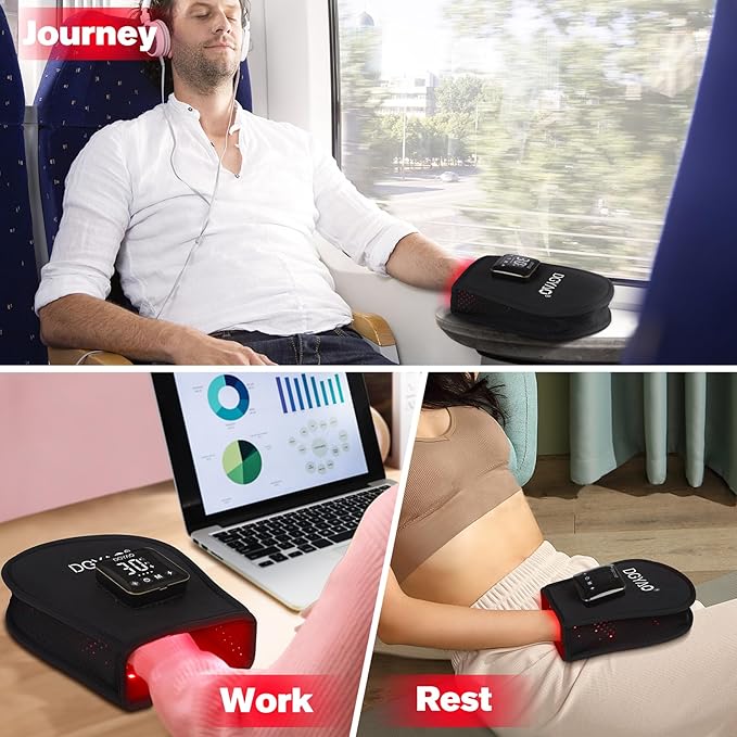 Cordless Red Light Therapy for Hand, Near Infrared Light Therapy Device Pulsing for Body Hand Wrist Fingers Joint Pain Relief Muscle Relax, Portable for Home Office Business Trip Use