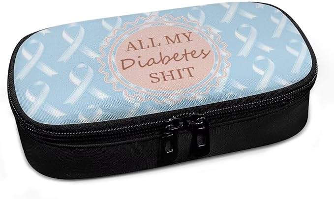 Rnyleeg Blue Ribbon Diabetic Bags for Supplies All My Diabetes Shit Insulin Cooler Travel Case Diabetic Travel Case for Insulin Pens Diabetes Care