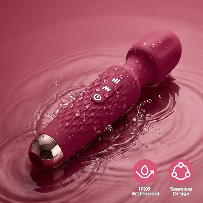 Personal Massager - 4H Max Runtime & Ultra-Quiet - Waterproof - 20 Modes 8 Speeds for Deep Tissue Back Massage, Post-Workout Recovery and Neck Muscle Relaxation（LX-Red）