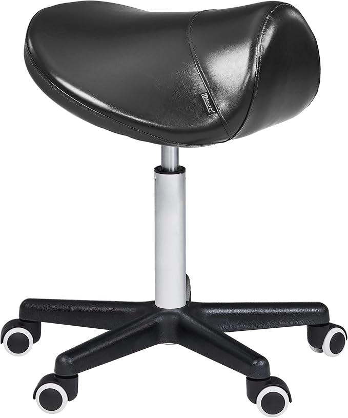 Master Massage Ergonomic Saddle Chair-Saddle Stool- Hydraulic Swivel Rolling Chair-Salon Clinical Tattoo Dentist Clinic Stool, Spas, Salons Stools, Workshop Office-Black
