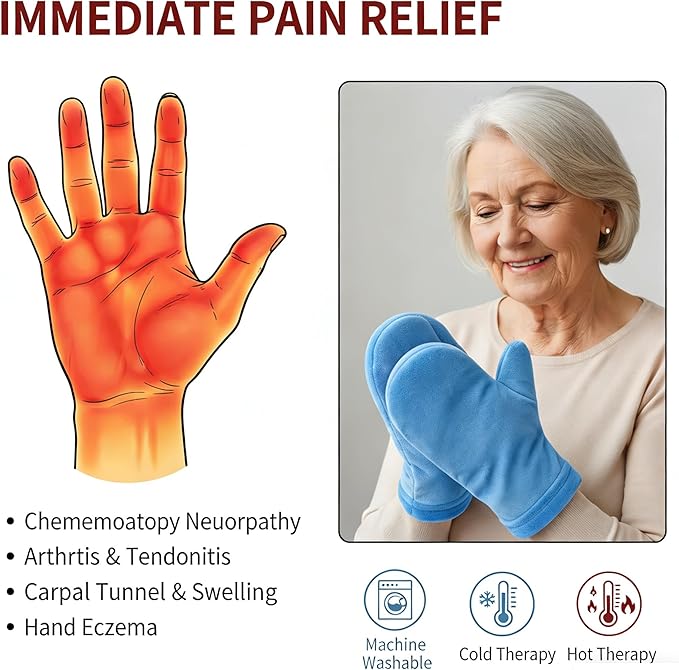 Hot & Cold Therapy Gloves | Ice & Heat Pain Relieving Mittens | Microwavable & Freezable, Arthritis, Finger & Hand Injuries, Carpal Tunnel - Small, Medium