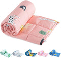 Sivio Weighted Blanket - 100% Cotton Heavy Blanket 7lbs, 41 x 60 inches, Washable Breathable Soft Throw Blanket for Calm Sleeping for Home and School Nap, Pink Cat