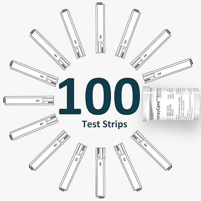 TD-4125 Blood Glucose Test Strips for Diabetes, 100 Count Blood Sugar Test Strips, Designed for Use with HanrayCare Glucose Monitoring System, Accurate Self-Testing, No Coding Required