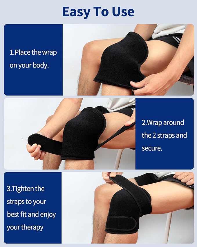 Gel Ice Pack Wrap with Straps for Knee,Elbow,Shoulder,Wrist & Back,Reusable Ice Packs for Injuries, Inflammation & Recovery Hot Cold Therapy Long Style