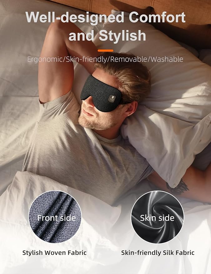 Heated Eye Mask Rechargeable Eye Warmer for Dry Eyes Stye Relax, Blackout Eyes Mask for Airplane Sleeping for Travel, Birthday Idea for Woman/Man (Black)