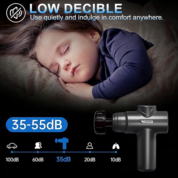 Massage Gun with Heat, Deep Tissue Neck Massager Gun Back Massager for Pain Relief with 5 Heads & 6 Speeds Portable - Birthday Gifts for Men Women