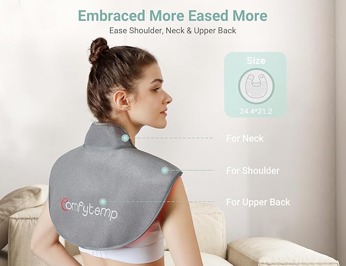 Comfytemp Red Light Therapy for Neck Shoulder Back 162 LEDs, Wearable Infrared Light Therapy Pad for Body, Flexible Near Light Therapy Wrap, 660nm & 850nm