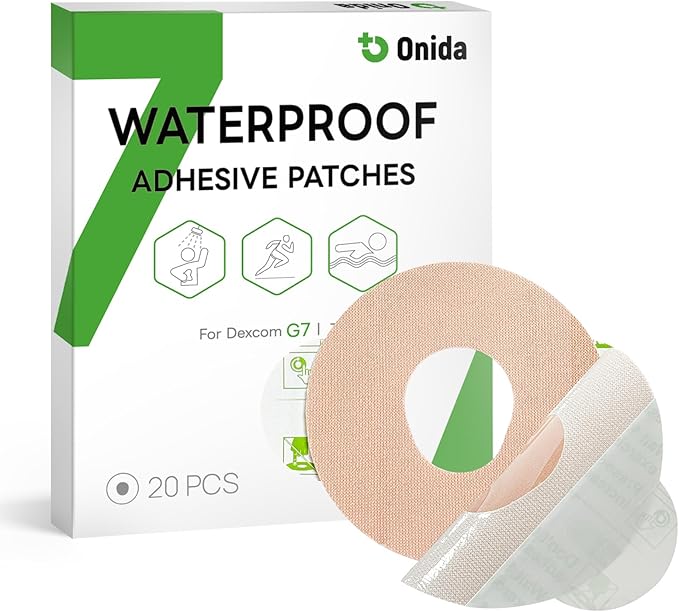 Onida Dexcom G7 Adhesive Patches 20PCS Over Patches for Dexcom G7 & Stelo CGM,Pre-Cut Adhesive Overpatches Waterproof, Continuous Glucose Monitor Sensor Cover