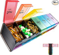 Daviky Extra Large Weekly Pill Organizer 2 Times a Day, XXL Pill Box 7 Day with AM PM Large Compartments, BPA-Free Daily Medicine Case, Jumbo Pill Holder for Fish Oils, Vitamins & Supplements（Black）