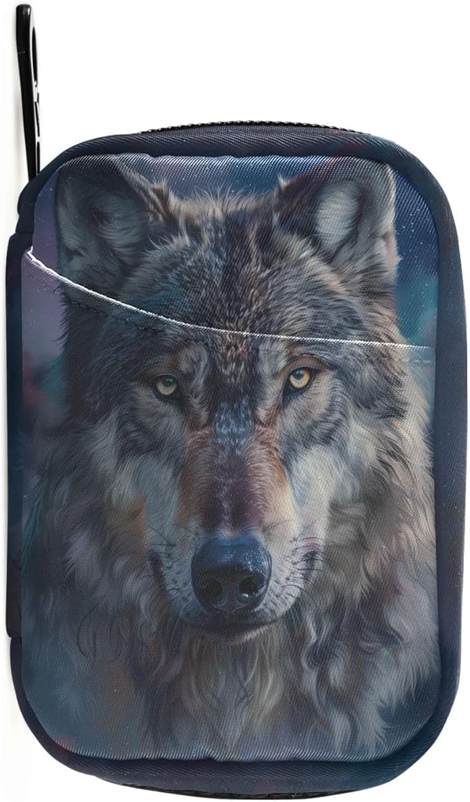 Wolf Weekly Pill Organizer Case Black Travel Portable Pill Bag for Medicine Vitamin Large Capacity Zipper Medicine Organizer