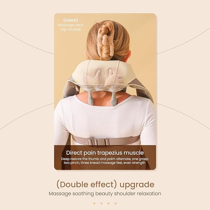Snugger Neck and Shoulder Massager with Heat, Cordless Neck Massager for Pain Relief Deep Tissue, Shiatsu Neck Massager, Heated Neck and Shoulder Massager, Muscle Relaxation Therapy