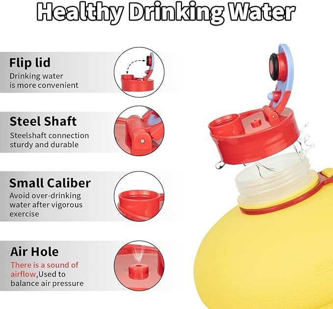 TOOFEEL 1 Gallon Water Bottle,Leakproof,Bpa Free,Dishwasher Safe,128 oz Large Water Jug wiht Handle,Travel & Camping & Sports & Gym Water Bottle For Men and Women - Yellow red gradient