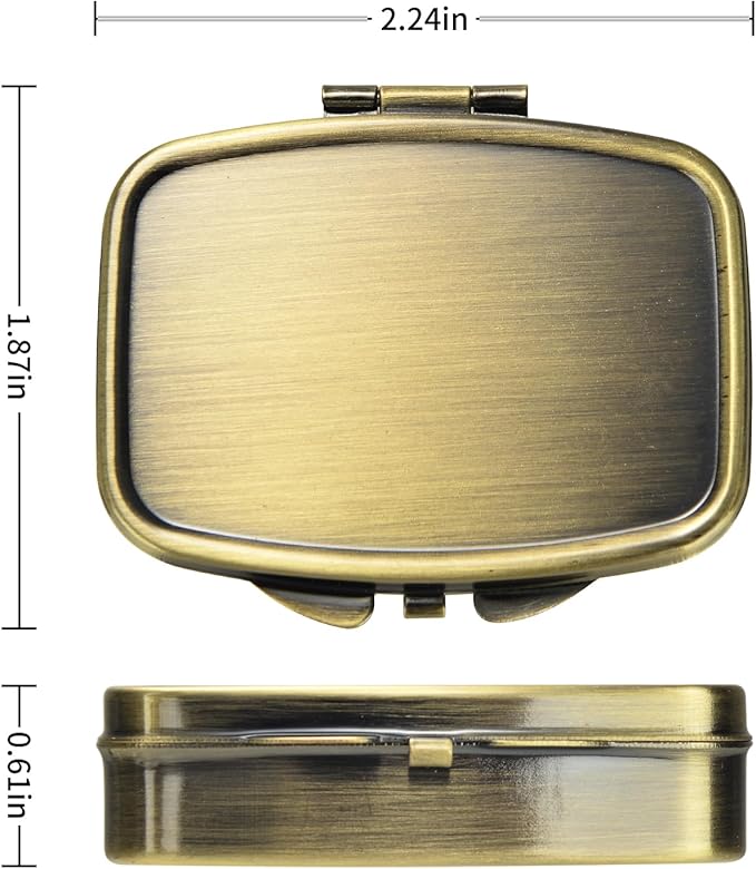 Small Pill Case,(2 Pack) 2 Compartment Pill Box with Mirror Portable Pill Box for Purse, Mini Pill Container Medicine Case for Vitamin, Cod Liver Oil, Supplement (Silver, Bronze)