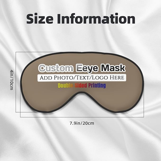 Custom Eye Mask,Add Your Image Text Personalized Sleep Shade Soft Blindfold Eyemask Blackout Eye Cover with Adjustable Strap for Sleep,Travel,Nap Brown Savana