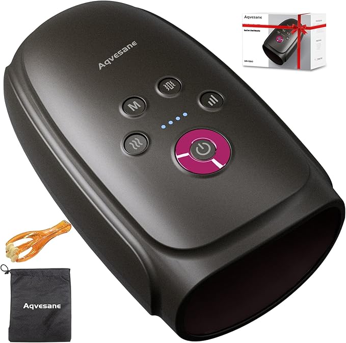 Hand Massager with Heat and Compression, Cordless Hand and Wrist Massager for Arthritis and Carpal Tunnel, Rechargeable, Gifts for Women Men, Dark Grey
