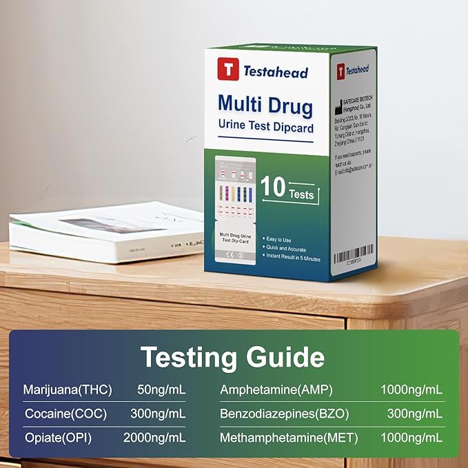 Drug Test Kit 10 Pack, Home Drug Tests, 6 Panel Drug Test Urine, Tests for Marijuana (THC),COC,OPI 2000,AMP,BZO,MET