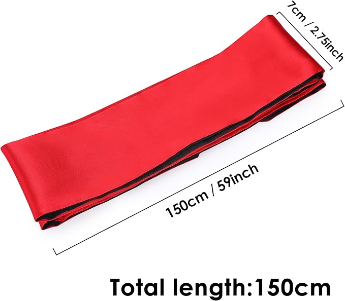 FRESHME Satin Eye Mask for Sleeping - Soft Eye Mask Adjustable Eye Shade Comfy Satin Eye Cover for Women Men Night Travel Nap Meditation Valentine's Day Gift Sleep Companion 160cm/63in Black and Red