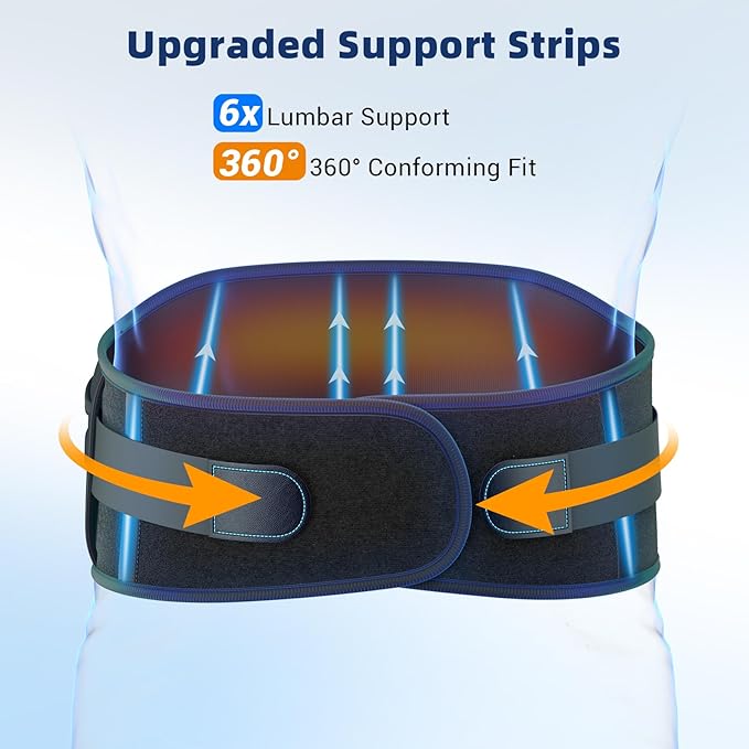 Comfytemp Cordless Heating Pad with Back Brace for Lower Back, FSA Eligible HSA Portable Wireless Wearable Heated Waist Belt, Rechargeable Lumbar Support Birthday Gift, 3 Heat 3 Timer, 52"(No Massage)