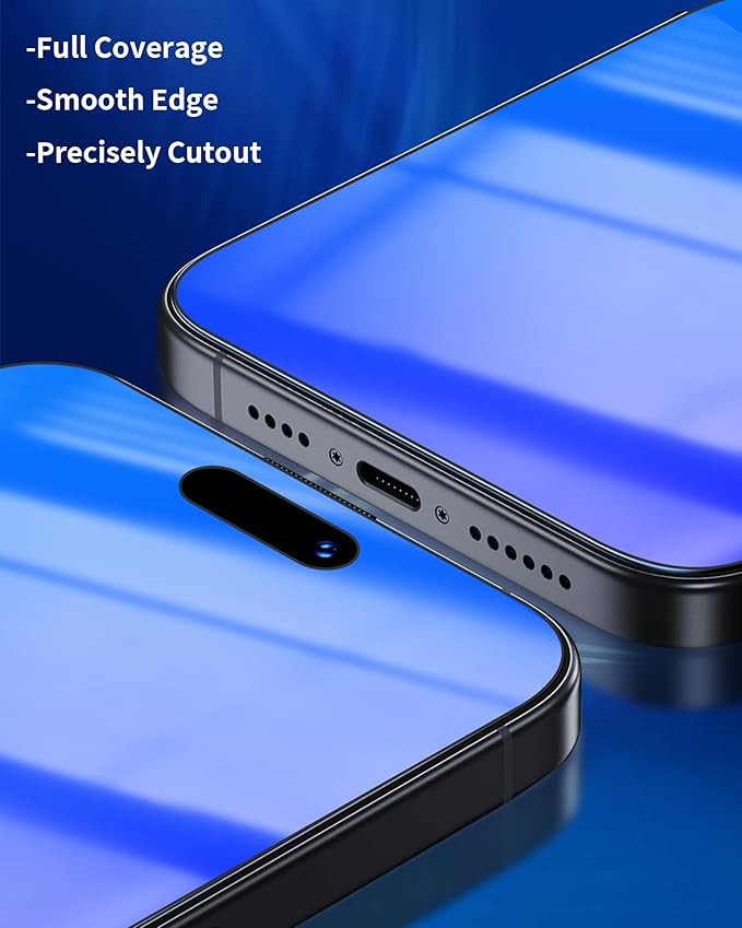 2 Pack for iPhone 15 Pro Privacy Screen Protector Gradient Colorful for iPhone15 Pro Anti-Spy Tempered Glass Full Coverage Anti Bluelight Easy Installation Frame (6.1 inch Blue)