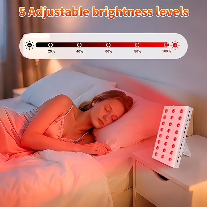 Lawind Red Light Therapy Panel for Face & Body, 660nm Red & 850nm Near Infrared Light Therapy, 24 High Power LEDs, 105mW/cm² High Irradiance LED Red Light Panel with Remote, Timer & Stand