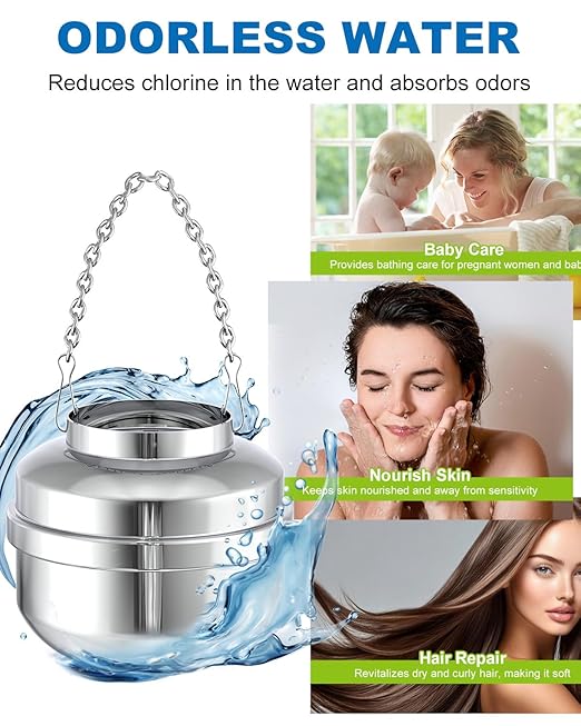 Bathtub Water Filter Replacement Cartridge, Multi-Stage Filtration Removes 99% Chlorine & Heavy Metals, for Solid Stainless Steel Bath Filter,Blue