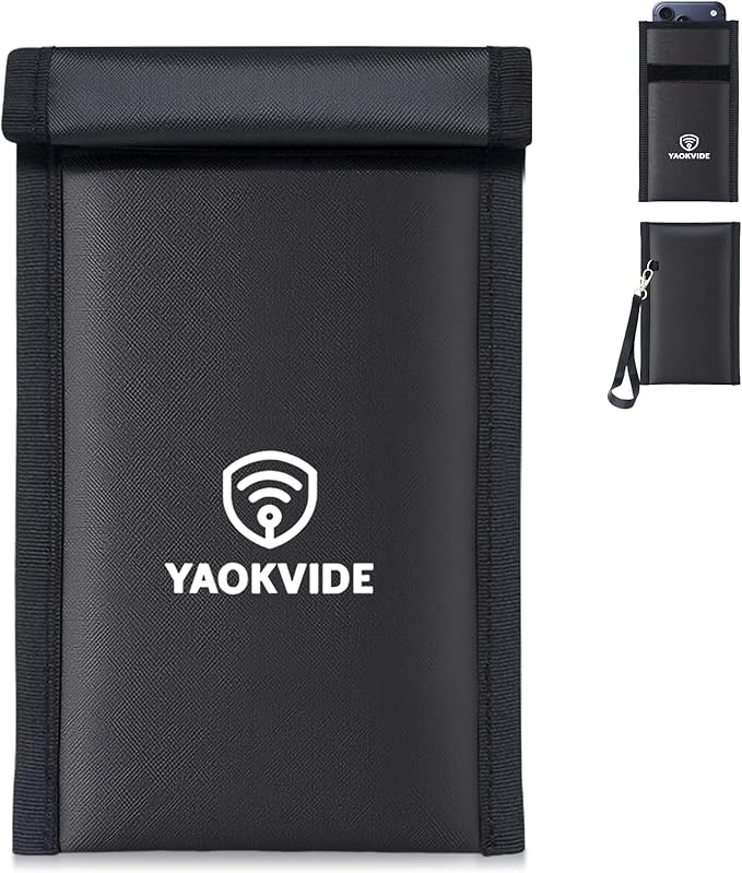 Faraday Bags for Phones & Car Keys – Anti Theft Signal Blocker [5G/WiFi/Bluetooth/GPS], Prevents Keyless Entry Hacking & Tracking, RFID Protection, Fireproof Waterproof Pouch with Detachable Strap