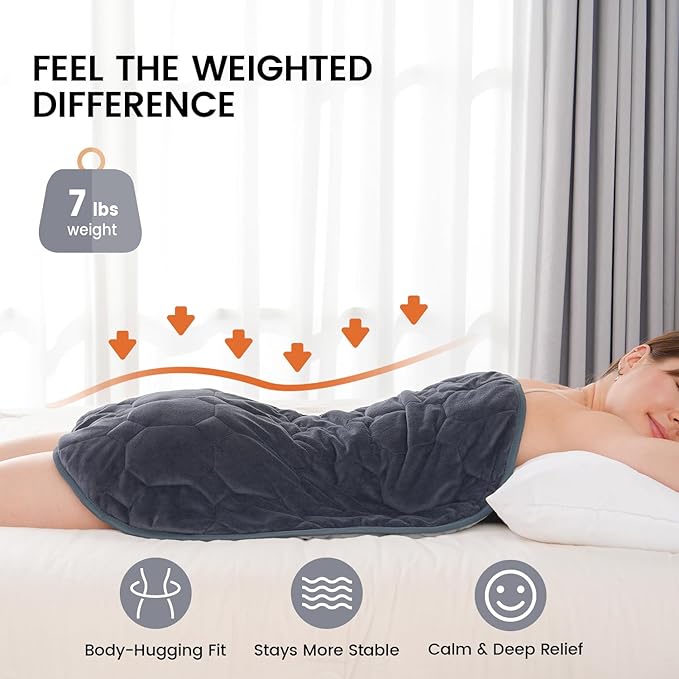 immtree Weighted Heating Pad for Period Cramps, 29" x 24" Extra Large Electric Heated Pads 7 lbs, Back Shoulder Knee Abdomen Pain Relief, Soft Warm Heavy Lap Blanket, Dark Grey