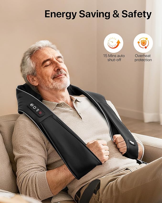 ALLJOY Shiatsu Neck and Back Massager with Heat, Deep Tissue Kneading Electric Massager for Shoulder, Lumbar, and Leg Pain Relief, Self-Care Wellness Gifts for Women Men Mom Dad