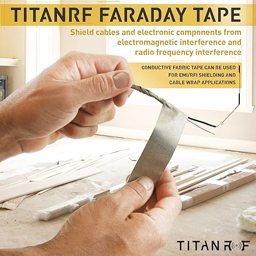 Mission Darkness TitanRF Faraday Tape // 2.5in W x 164ft L (6.35cm x 50m) High-Shielding Conductive Adhesive Tape Roll Used to Connect TitanRF Fabric Sheets or Seal RF Enclosures