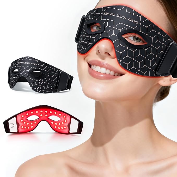 Red Light Therapy for Eyes,LXIANGN 5 Modes RED Light Eye Mask,Eye Massager for Eye Bags Dark Circles Puffiness Wrinkles Fine Lines for Men Women