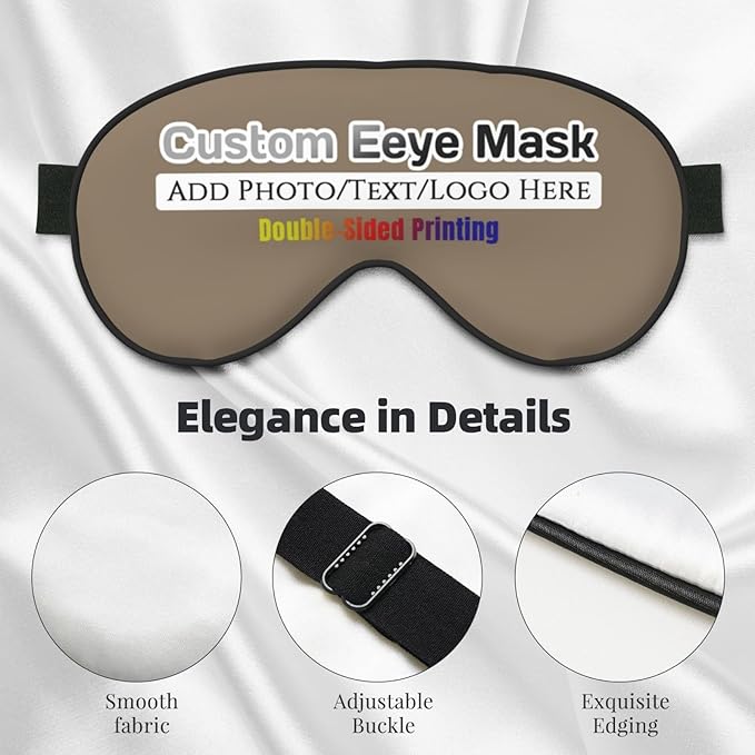 Custom Eye Mask,Add Your Image Text Personalized Sleep Shade Soft Blindfold Eyemask Blackout Eye Cover with Adjustable Strap for Sleep,Travel,Nap Brown Savana
