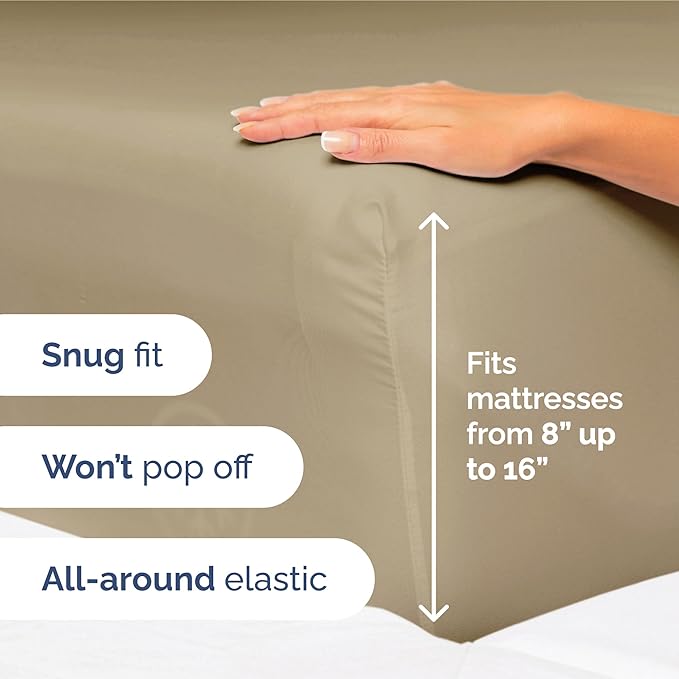 King Size 4 Piece Sheet Set - Extra Soft, Breathable & Cooling - Hotel Luxury Durable Bed Sheets - Deep Pockets, Easy-Fit & Wrinkle-Free - Light Caramel Oeko-Tex