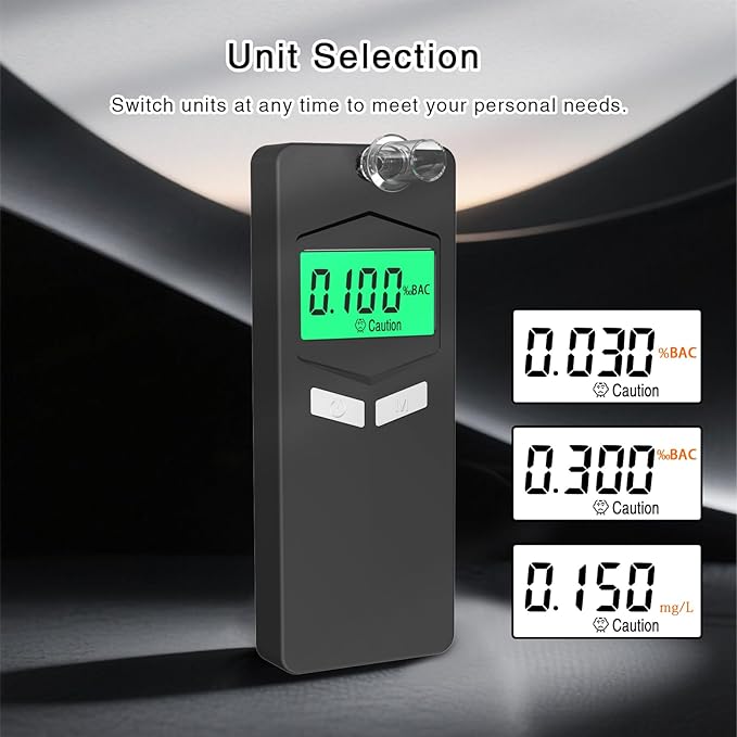 Personal Breathalyzers for Alcohol, Pocket Breathalyzer with Reord Checking Mode, Digital Home Breathalyzer for Alcohol with Audible and Color Alarm, Black