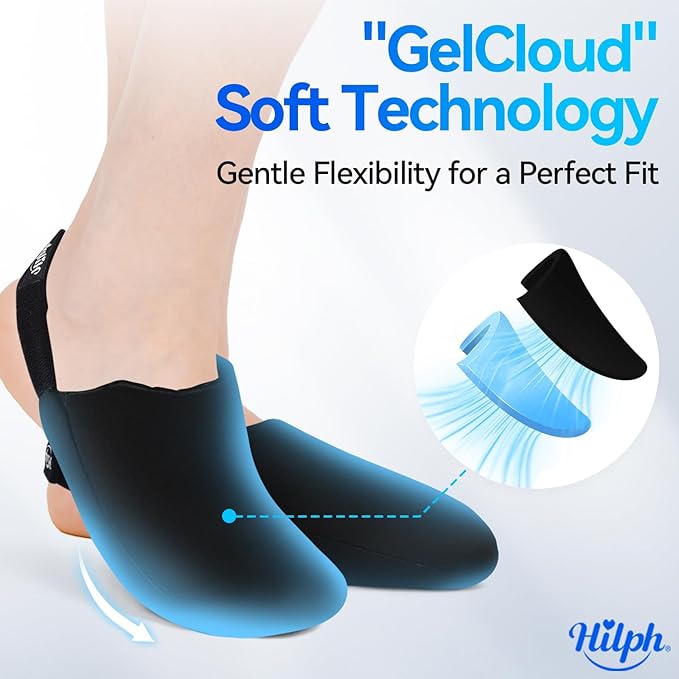 Hilph 1 Pair Foot & Toe Ice Pack Wrap for Broken Toes & Surgery Recovery, Wearable Forefoot Gel Ice Pack Cold Therapy Sock with Strap for Hammer Toe Injuries Reusable, Gout, Black