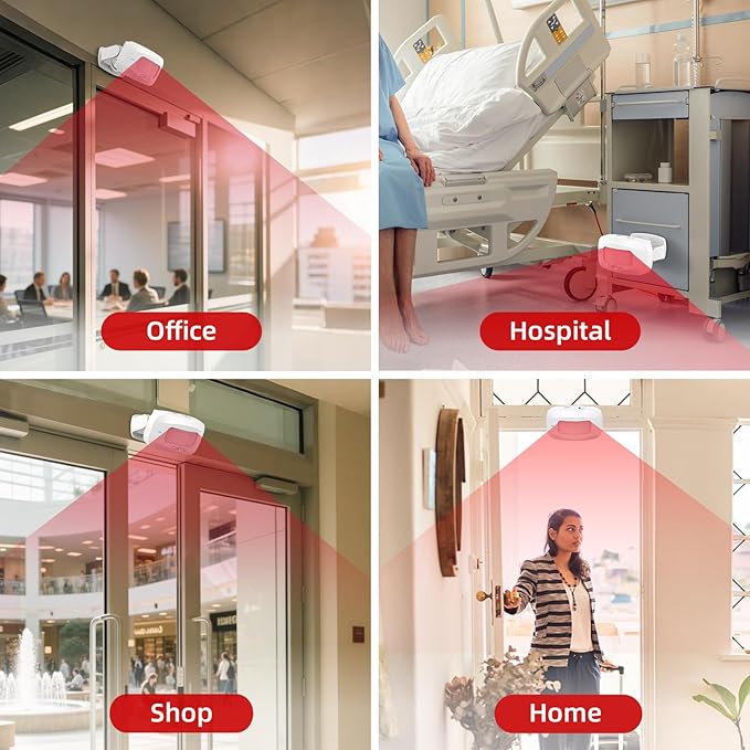 CallToU Wireless Motion Sensor Alarm Indoor Motion Detector Alarm Bed Alarms for Elderly Dementia Patients, Motion Sensor Door Chime for Business/Home/Office/Store with 500FT Range 5 Adjustable Volume