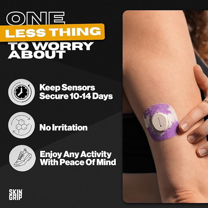 Skin Grip Adhesive Patches Compatible with Dexcom G7 & Stelo CGM with Cutout – Waterproof & Sweatproof Cover for Continuous Glucose Monitor Sensor, Stays Secure for 10-15 Days -10 Pack, Classic Design