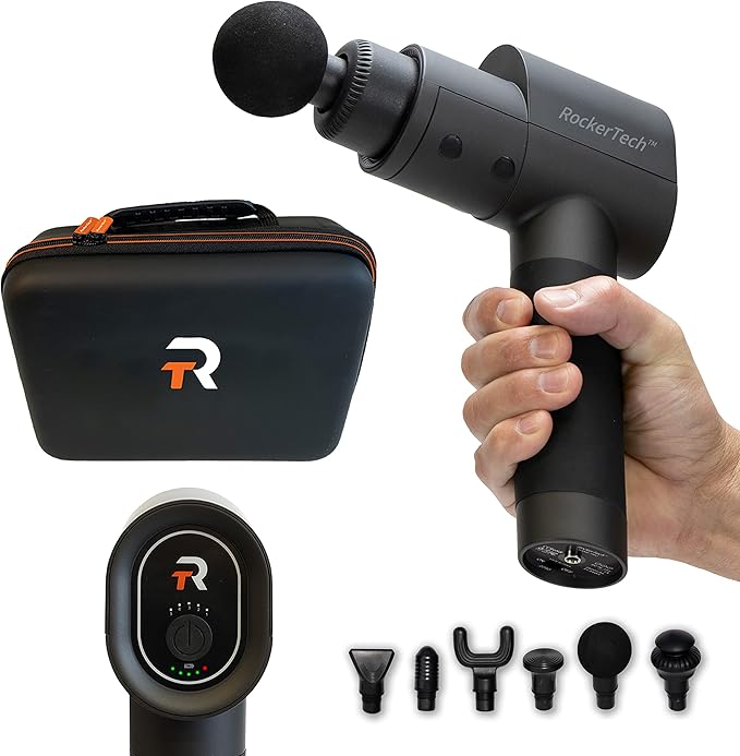 Pro Massage Gun, Deep-Tissue Massage Gun for Athletes, Percussion Massage Device, Cordless Rechargeable (Black)
