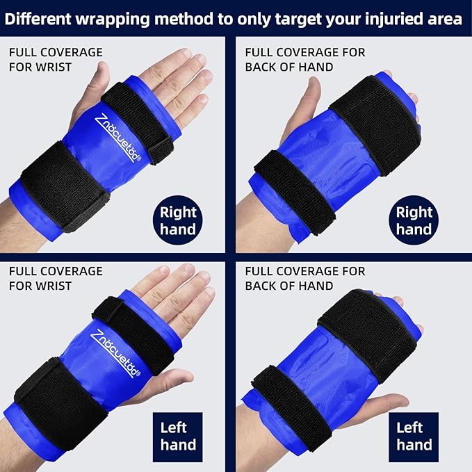Wrist Hand Ice Pack Wrap 2 Pack-Reusable Gel Hot & Cold Therapy for Wrist Elbow Hand Pain Relief from Carpal Tunnel, Soreness,Rheumatoid Arthritis, Tendonitis,Swelling, Bruises & Sprains