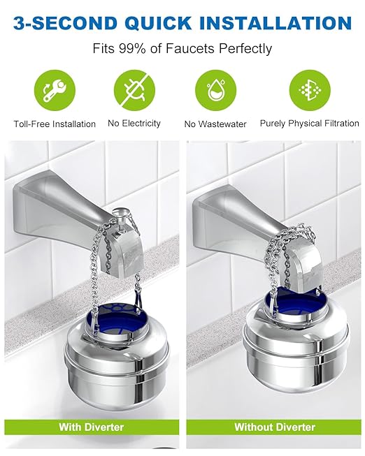 Bathtub Water Filter Replacement Cartridge, Multi-Stage Filtration Removes 99% Chlorine & Heavy Metals, for Solid Stainless Steel Bath Filter,Blue
