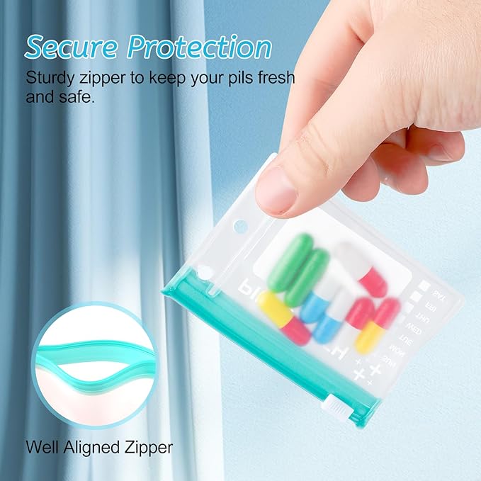A7-S Pill Pouches Set for A7 Ring Binder, Weekly Pill Organizer 2 Times a Day, Pill Loose-Leaf Storage with Color-Coded Medicine Pouches, Reusable Travel Medicine Organizer