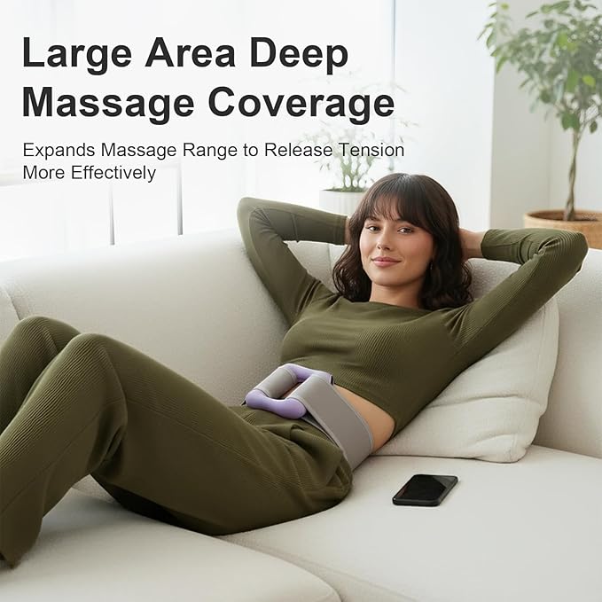 Deep Tissue Percussion Massage Gun, Ergonomic Fascia Blaster with 3 Modes & 5 Levels, Fascia Ring Massager with Belt for Muscle Relief & Full-Body Relaxation (Purple)