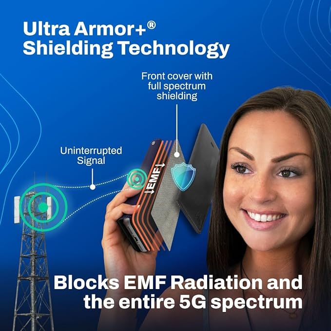 DefenderShield EMF Phone Case Blocker Compatible with iPhone 16 - Full-Spectrum Anti Radiation Cell Phone Case to Reduce Wireless Signals & Battery Emissions - iPhone EMF Blocker (Black)